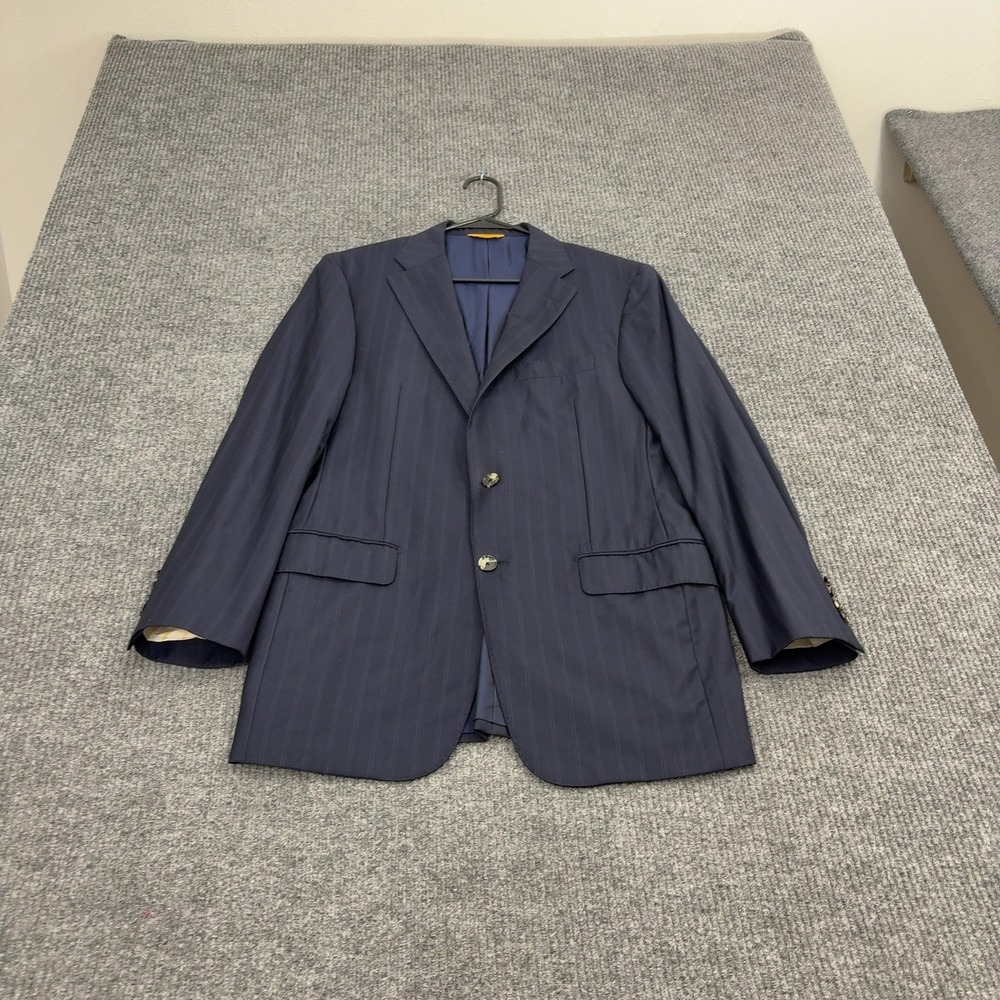 Hickey Freeman x Mitchells Sport Coat Mens 40R Navy Wool Pinstripe‎ Loro Piana